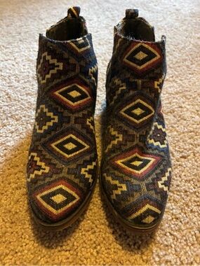 Dancing Days Southwest Aztec Geometric Textile Patterned Boho Booties